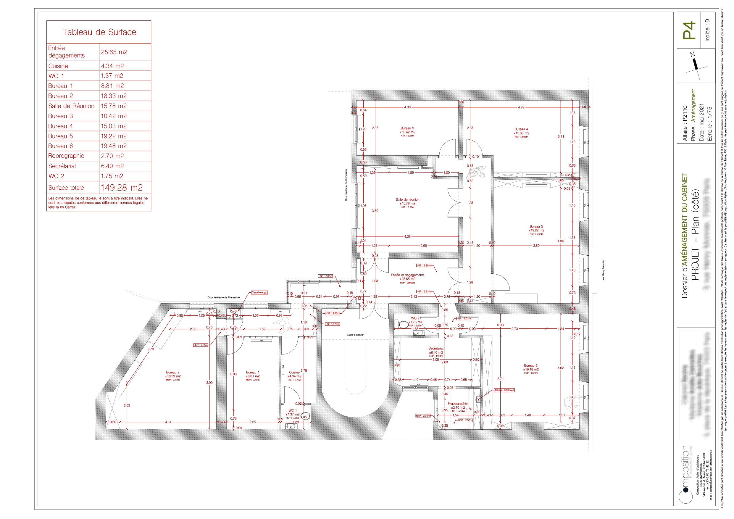 Plan après travaux de l'appartement à Paris 9