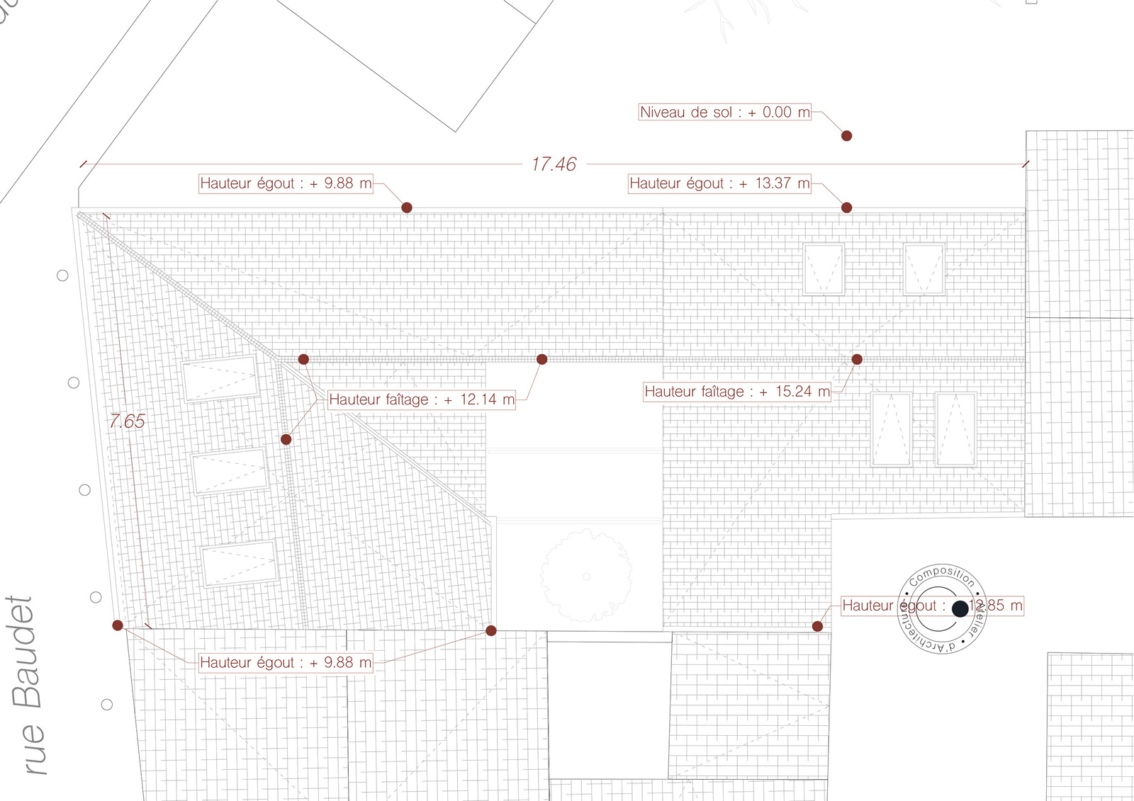 Plan des différents niveaux du projet d'habitations collectif à Saint-Denis