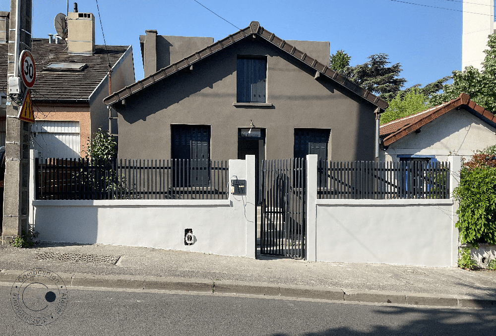 Façade sur rue du projet de réhabilitation d'une maison de ville à Gentilly