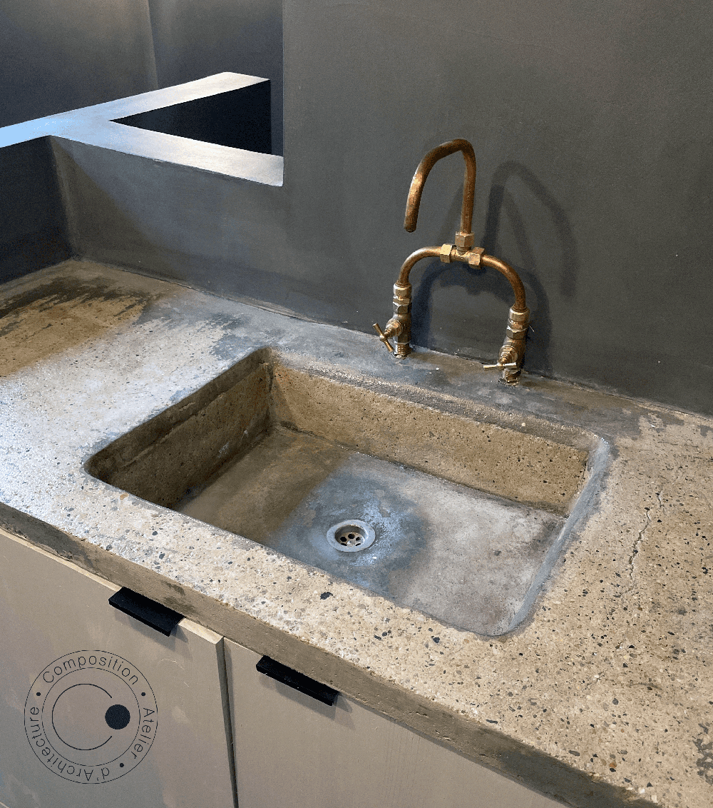 Plan vasque de la salle d'eau du projet de réhabilitation d'une maison de ville à Gentilly