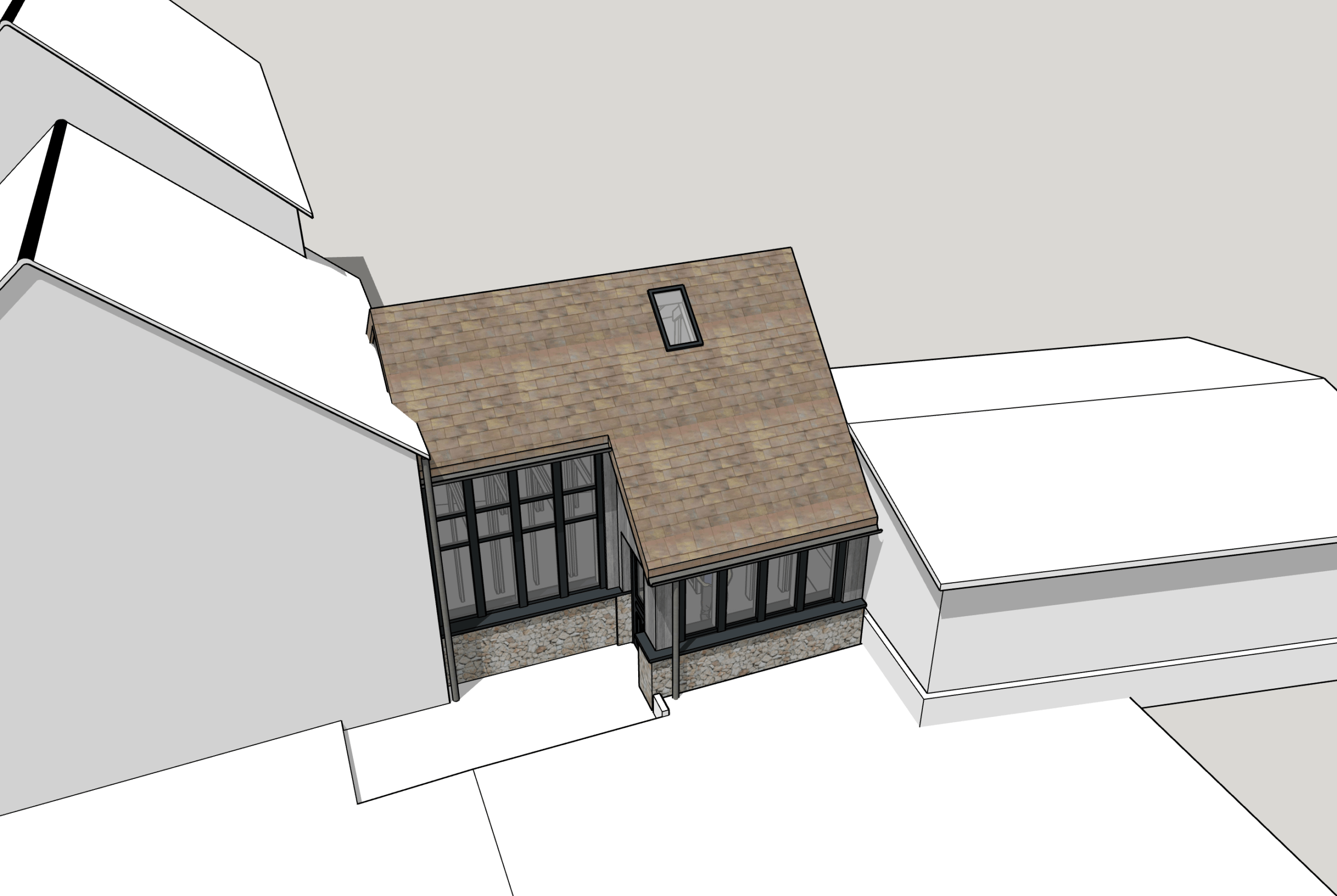 Illustration 3D de l'extension de la maison à Arbonne-la-Forêt.