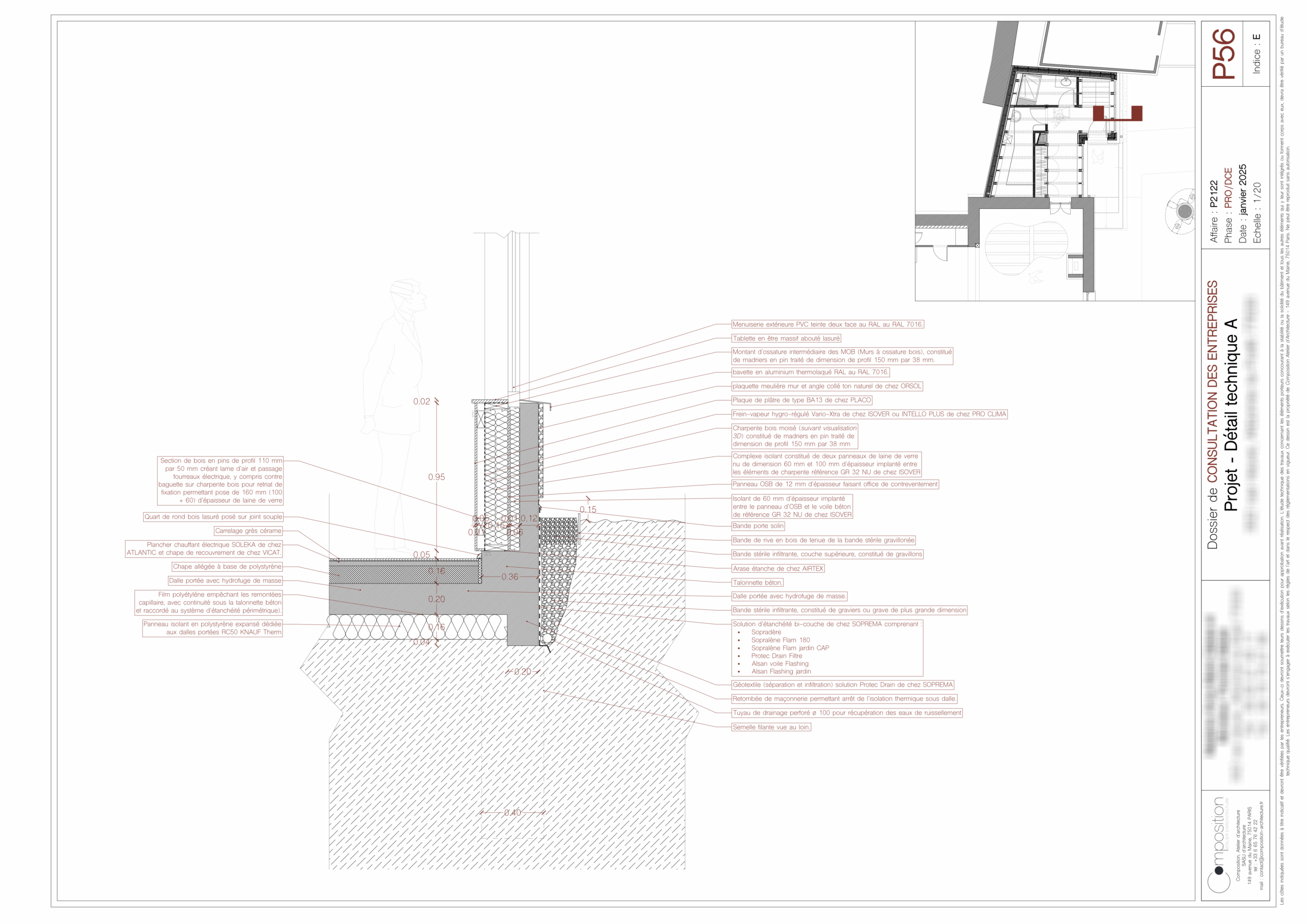 Détails technique de l'extension de la maison à Arbonne-la-Forêt.