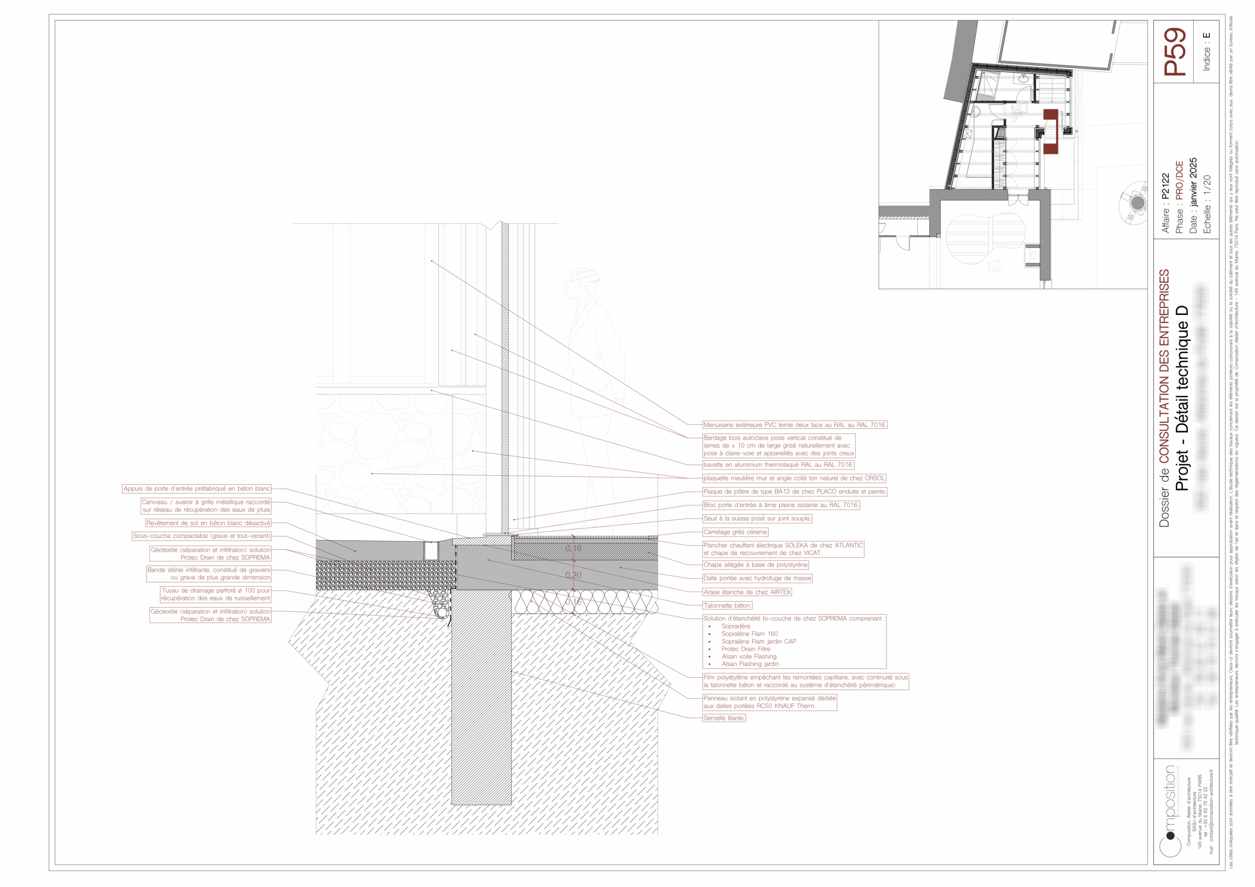 Détails technique de l'extension de la maison à Arbonne-la-Forêt.