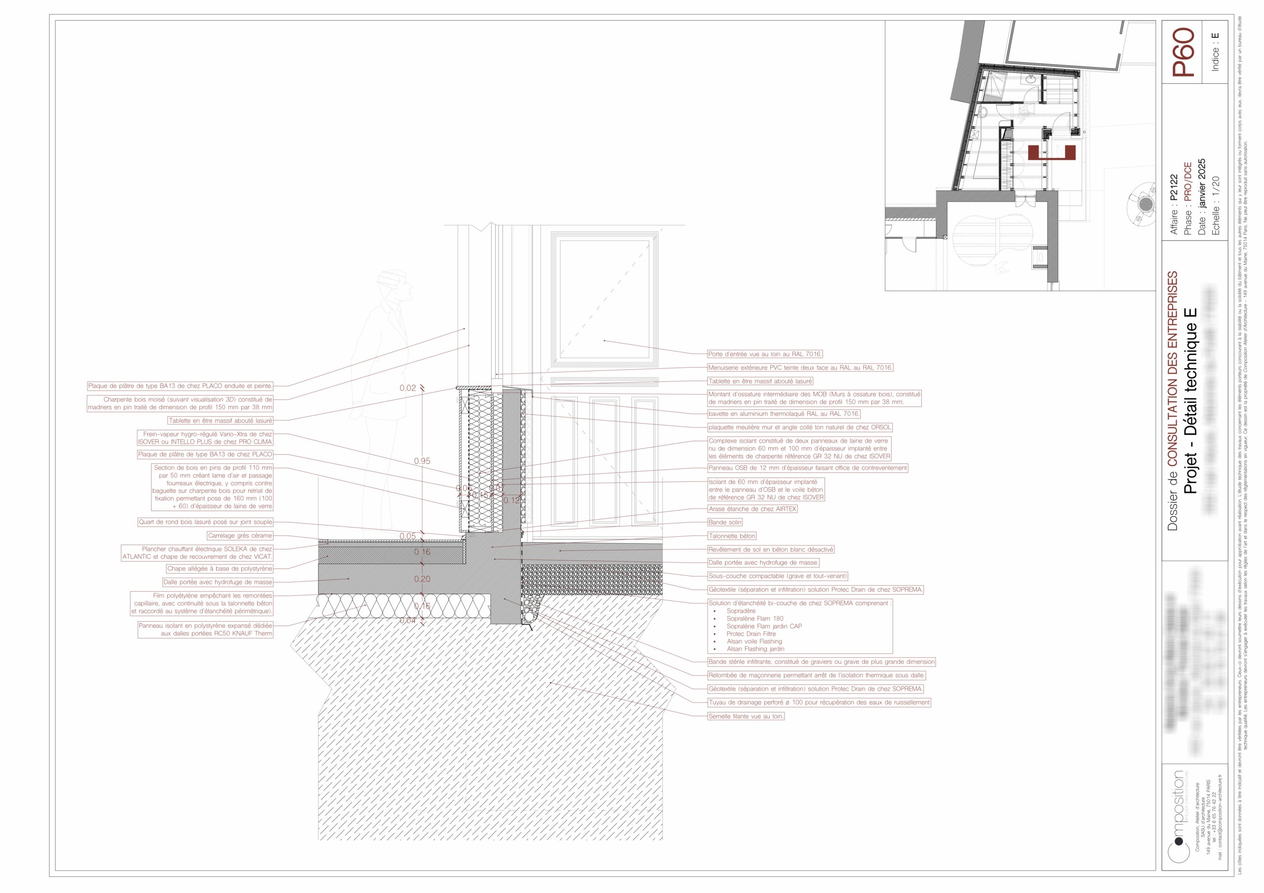 Détails technique de l'extension de la maison à Arbonne-la-Forêt.