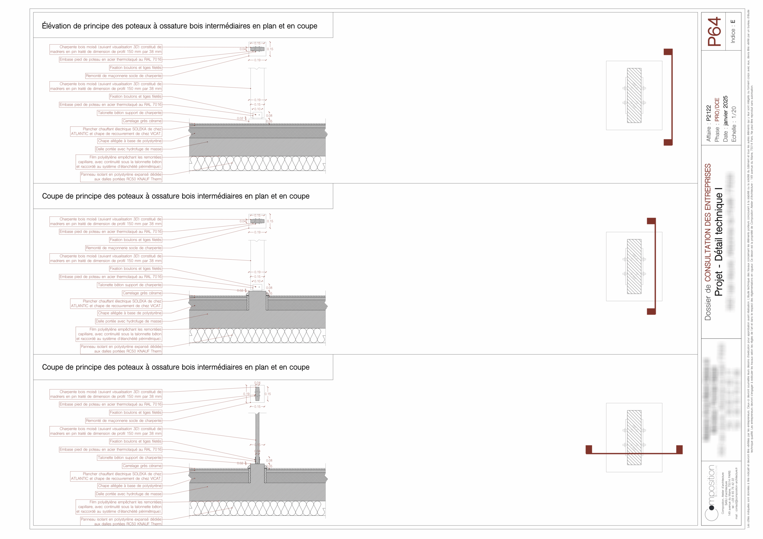 Détails technique de l'extension de la maison à Arbonne-la-Forêt.